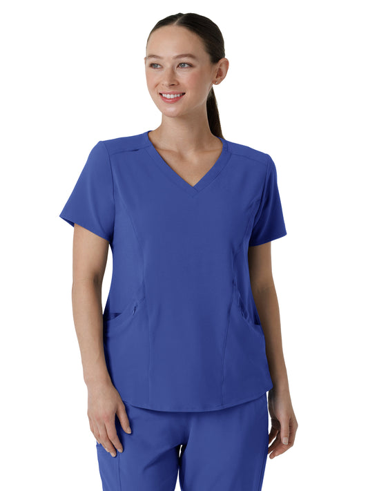 Women's Four-Pocket V-Neck Top - 6134 - Galaxy Blue