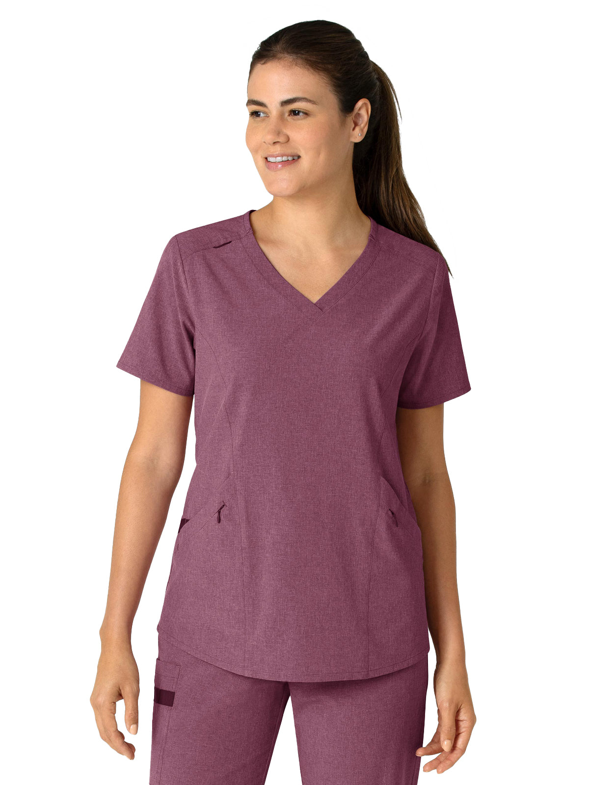 Women's Four-Pocket V-Neck Top - 6134 - Wine Heather