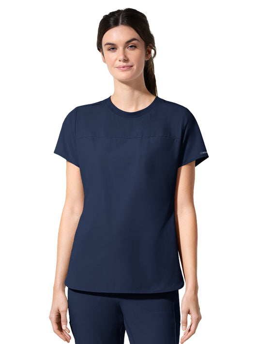 Women's Two-Pocket Captivate Crew Neck Tuck-In Scrub Top - 6170 - Navy