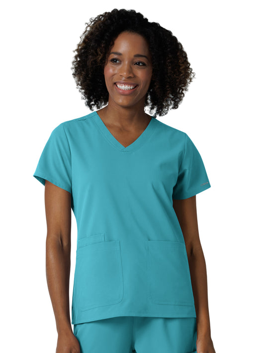 Women's Three-Pocket V-Neck Scrub Top - 6180 - Teal Blue