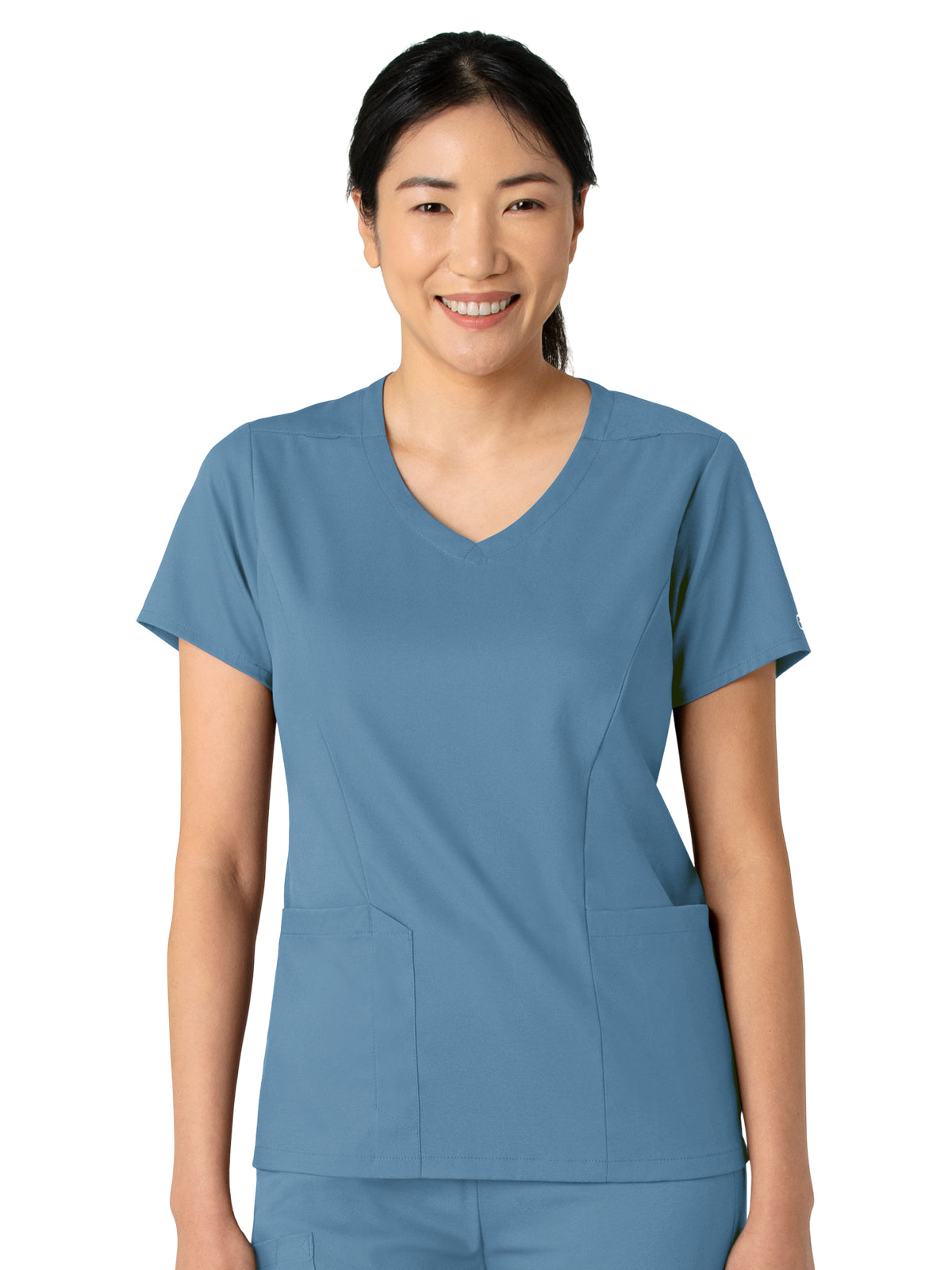Women's 2-Pocket V-Neck Top - 6251 - Pacific Blue