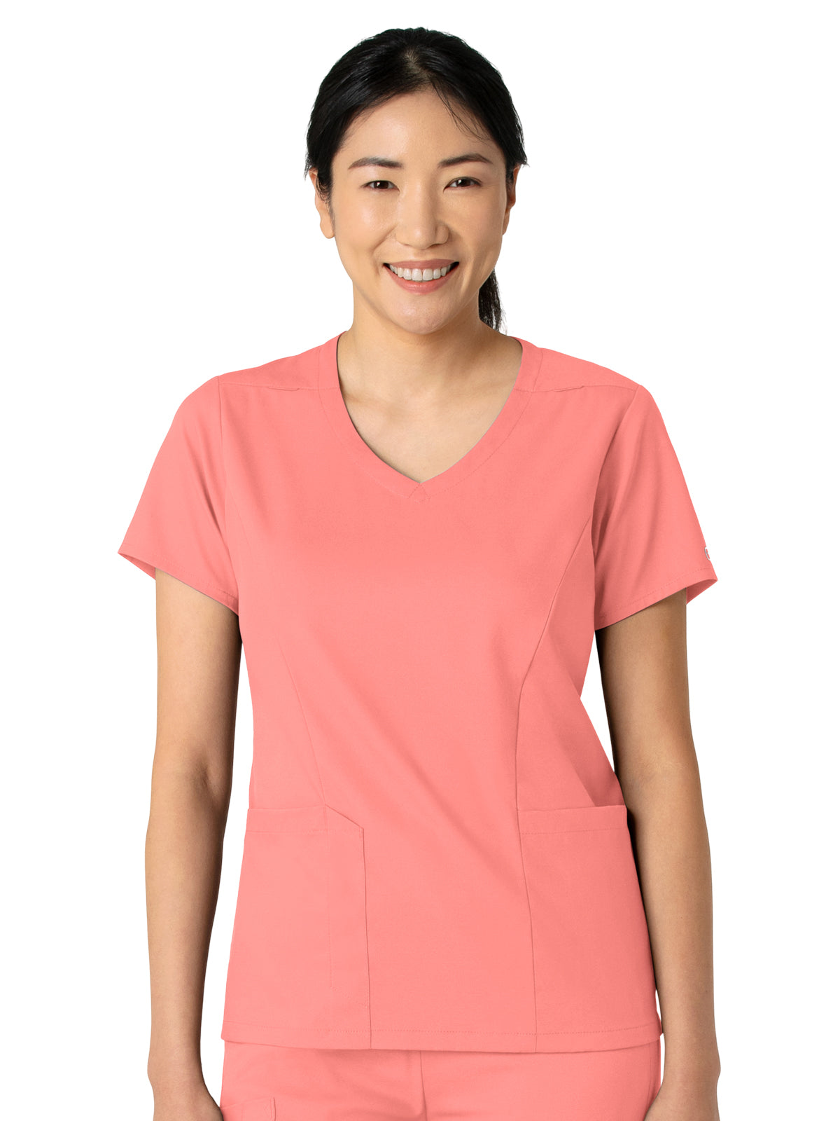 Women's 2-Pocket V-Neck Top - 6251 - Paradise Pink
