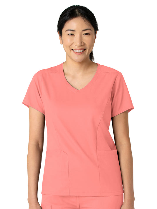 Women's 2-Pocket V-Neck Top - 6251 - Paradise Pink