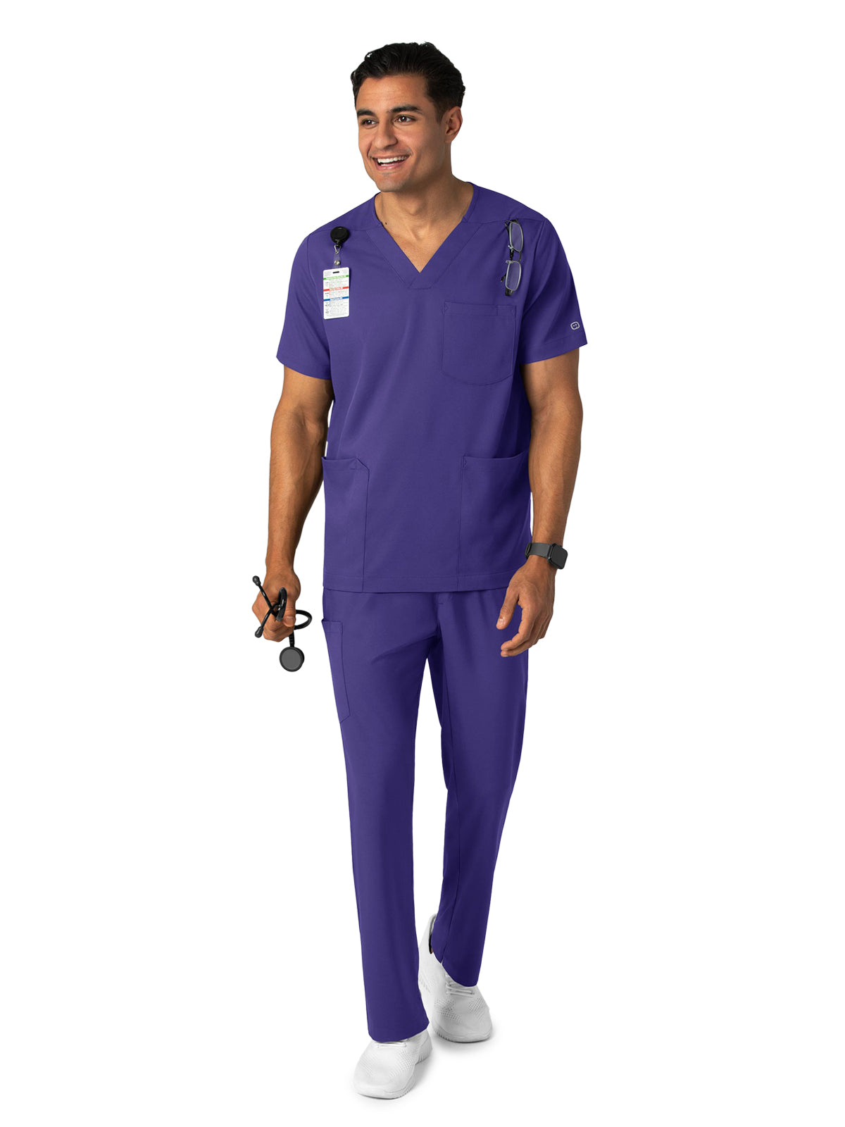 Men's Four-Pocket V-Neck Top - 6351 - Grape