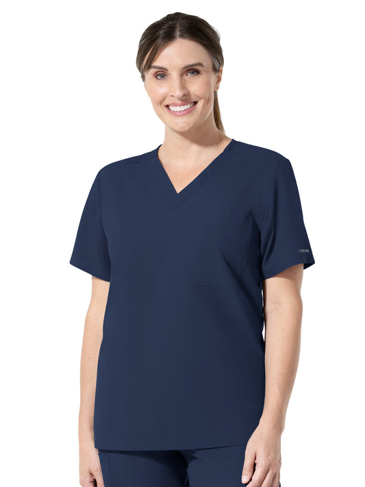 Unisex One-Pocket V-Neck Scrub Top - 6680 - Navy