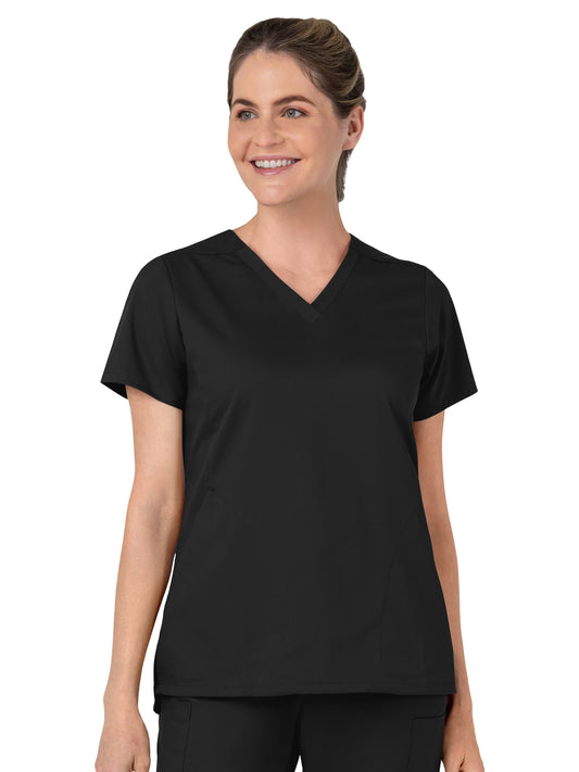 Women's Two-Pocket Slash Pocket V-Neck Scrub Top - 6751 - Black