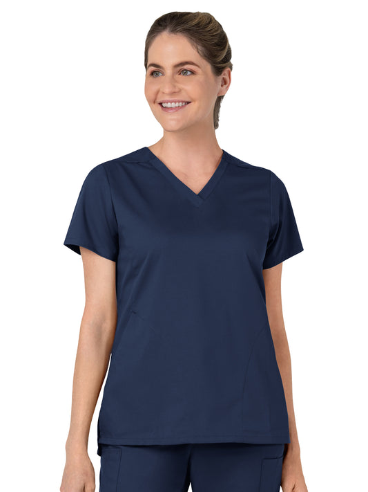 Women's Two-Pocket Slash Pocket V-Neck Scrub Top - 6751 - Navy
