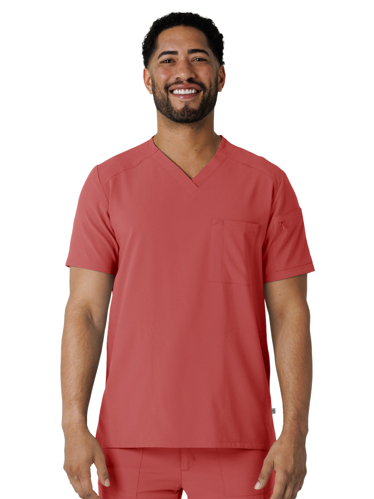 Men's V-Neck Five-Pocket Top - 6834 - Mineral Red