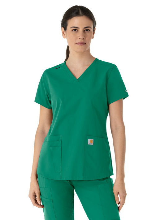 Women's Five-Pocket Modern Fit V-Neck Top - C12113 - Hunter