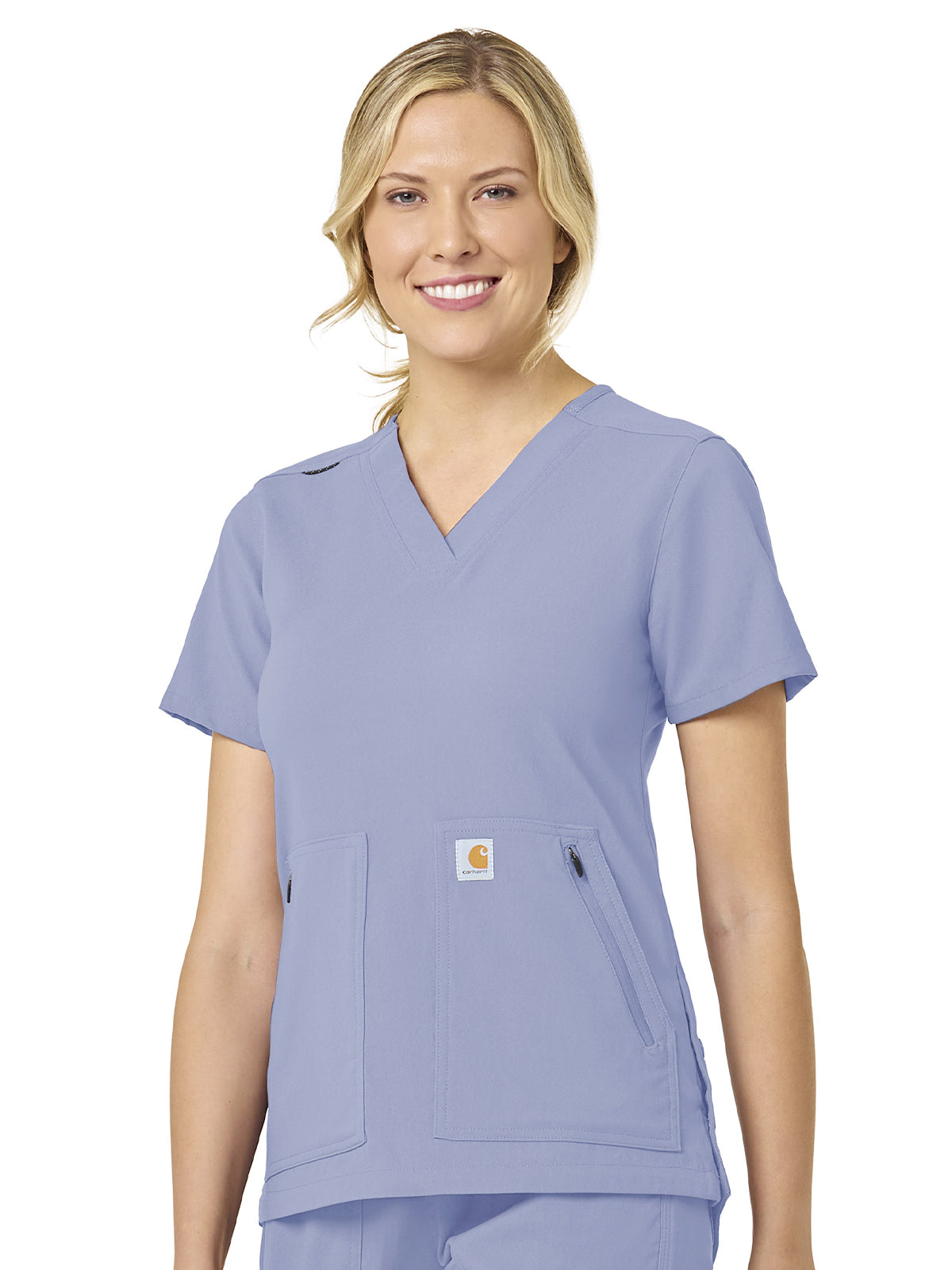 Women's Modern Fit 4-Pocket V-Neck Top - C12237 - Ceil Blue
