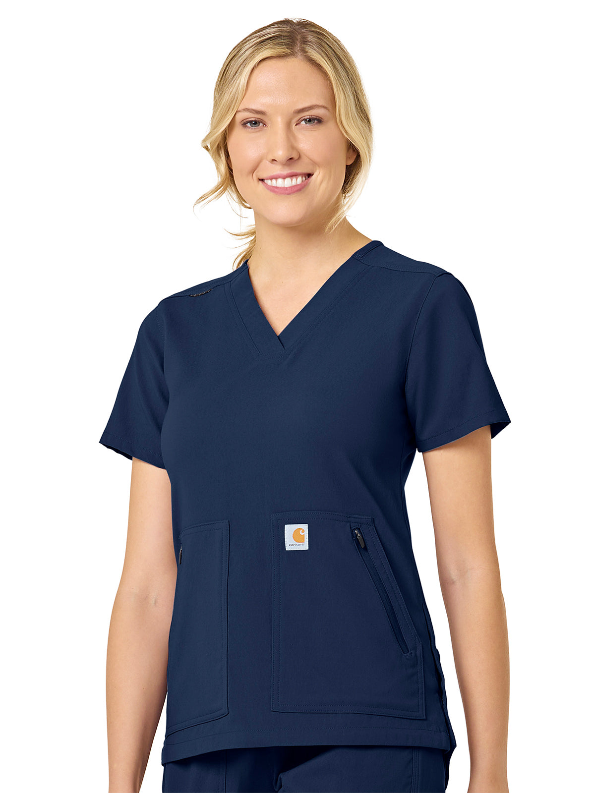 Women's Modern Fit 4-Pocket V-Neck Top - C12237 - Navy
