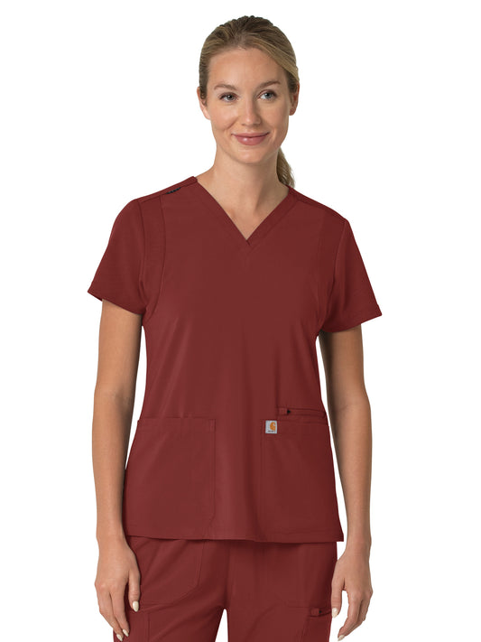 Women's Three-Pocket Flex Panel V-Neck Top - C13210 - Amber Terrain