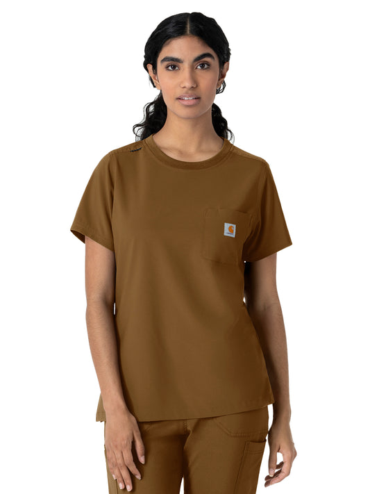 Women's One-Pocket Crew Neck Scrub Top - C13510 - Carhartt Brown
