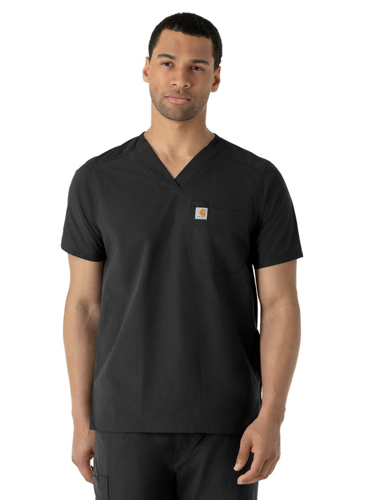 Men's Four-Pocket Modern Fit V-Neck Top - C16113 - Black