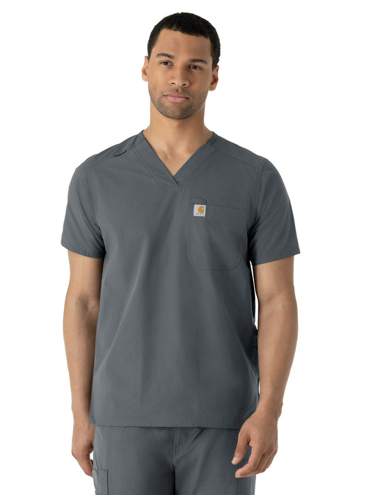 Men's Four-Pocket Modern Fit V-Neck Top - C16113 - Pewter