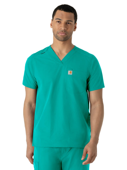 Men's Four-Pocket Modern Fit V-Neck Top - C16113 - Teal Blue