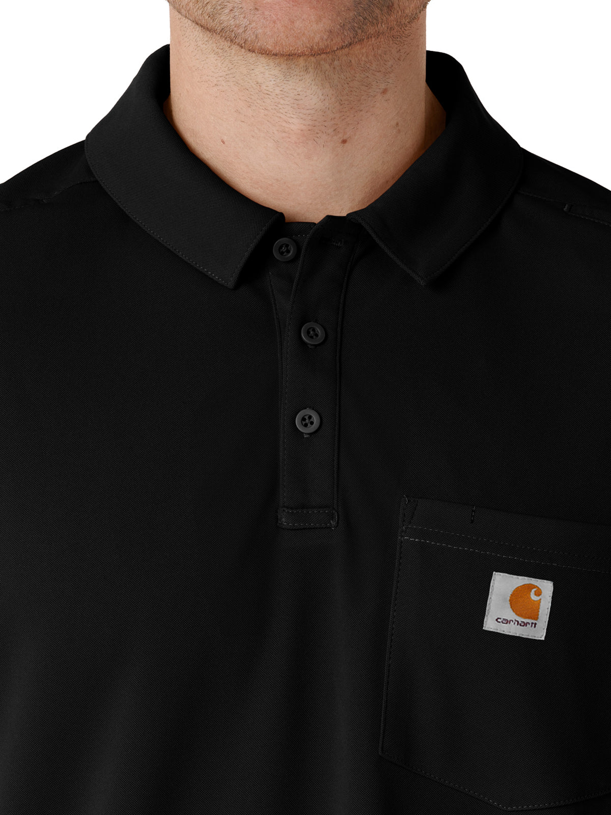 Men's Three-Pocket Lightweight Short Sleeve Polo Scrub Top - C16119 - Black