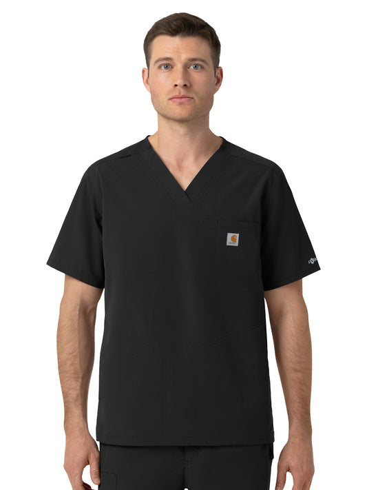 Men's Four-Pocket Ripstop V-Neck Scrub Top - C16239 - Black