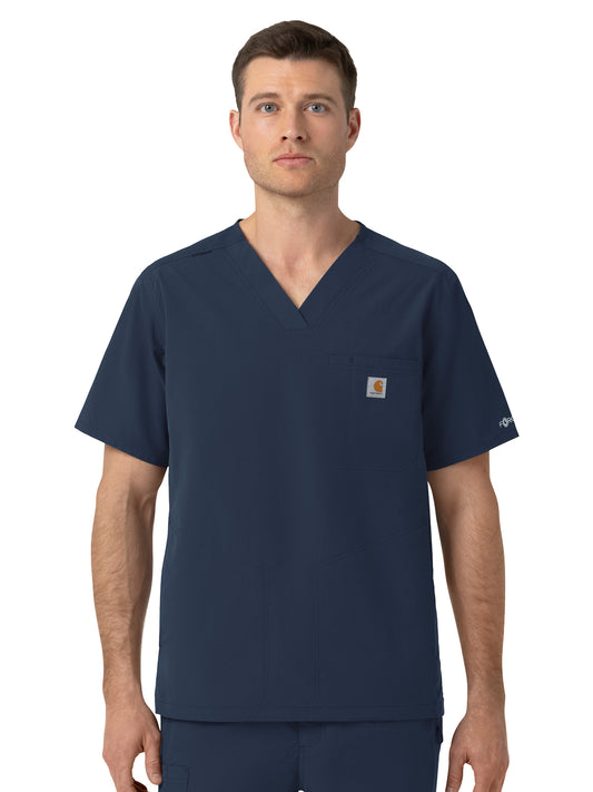 Men's Four-Pocket Ripstop V-Neck Scrub Top - C16239 - Navy