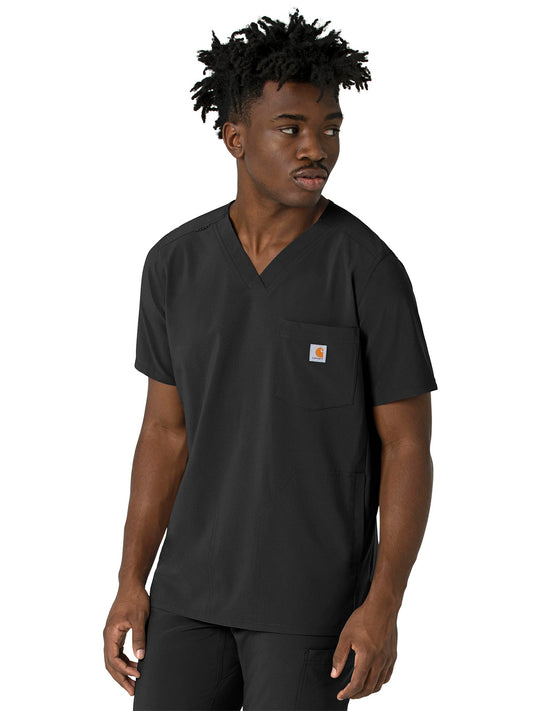 Men's Three-Pocket V-Neck Top - C16410 - Black