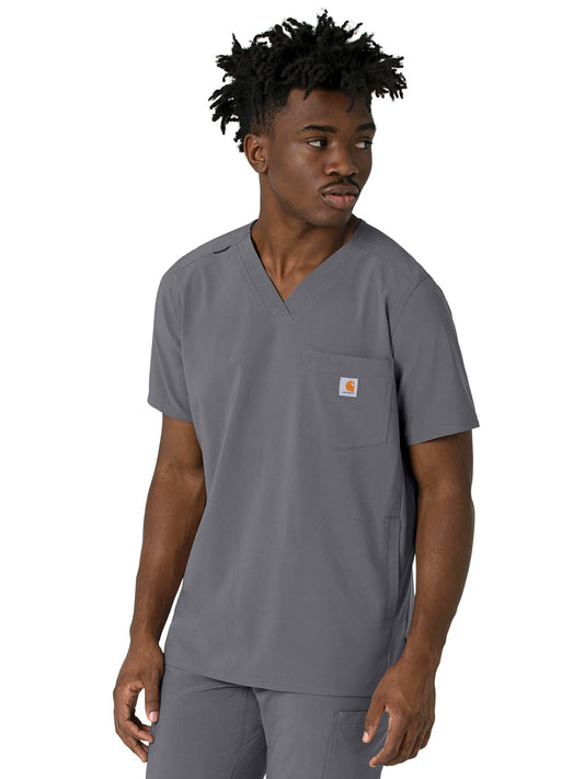 Men's Three-Pocket V-Neck Top - C16410 - Pewter