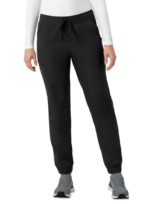 Women's Six-Pocket Ripstop Jogger Scrub Pant - C52139 - Black