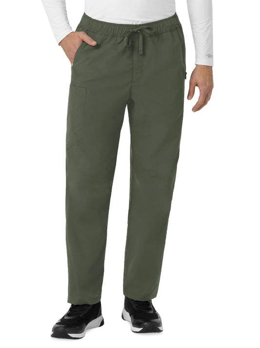 Men's Six-Pocket Ripstop Straight Leg Cargo Scrub Pant - C56239 - Olive