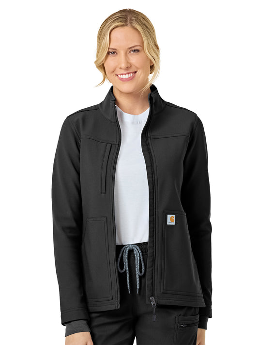 Women's Three-Pocket Bonded Fleece Jacket - C81023 - Black