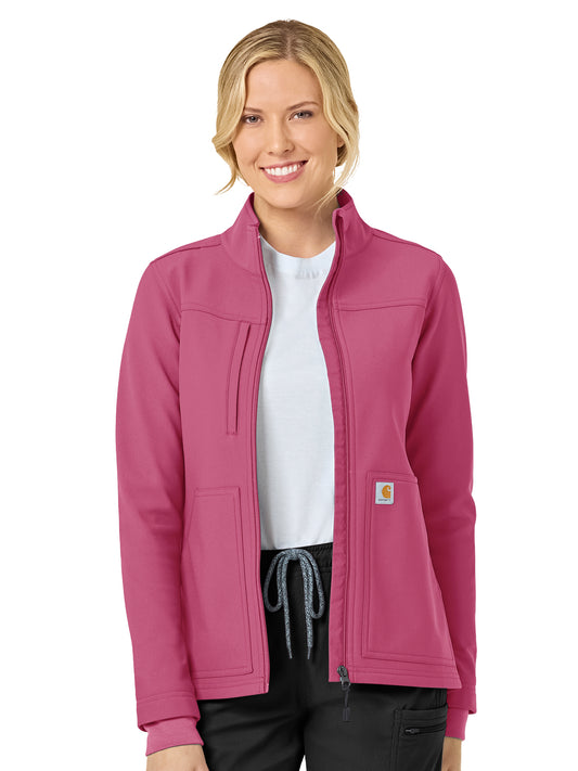 Women's Three-Pocket Bonded Fleece Jacket - C81023 - Electric Fuschia