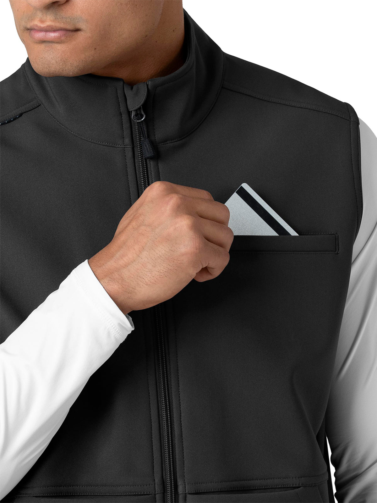 Men's Four-Pocket Bonded Fleece Vest - C82023 - Black