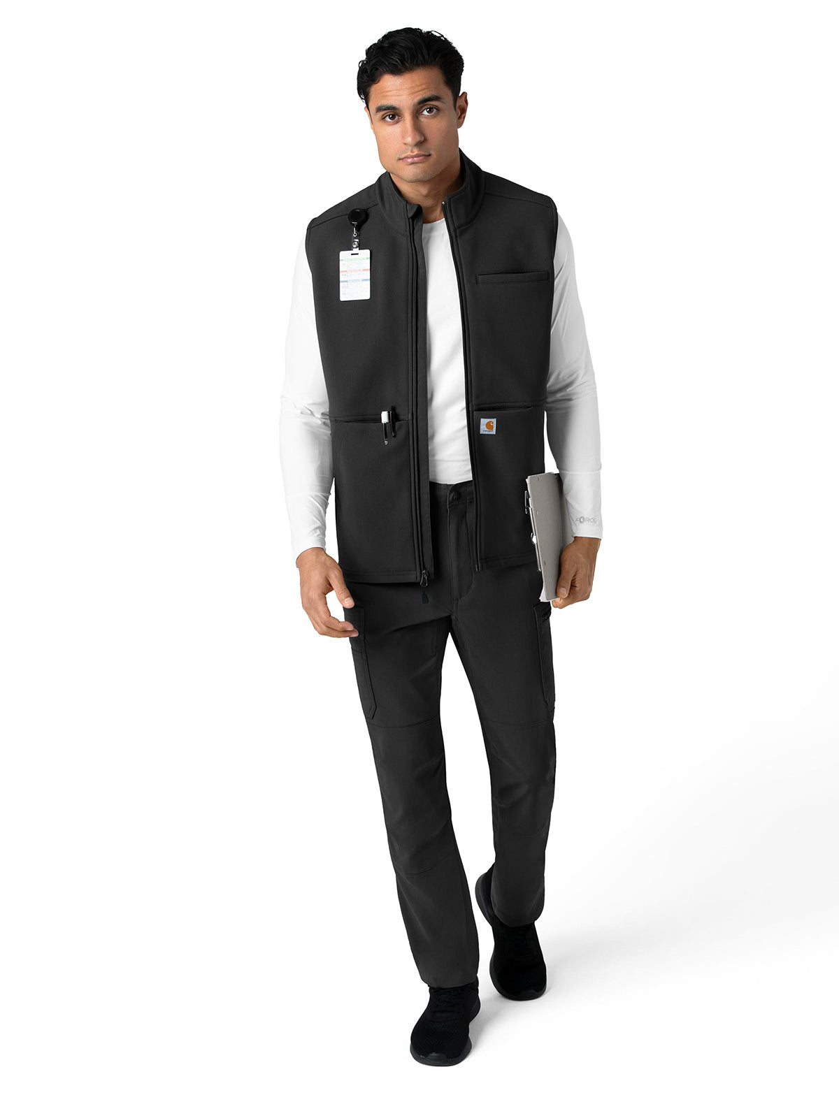 Men's Four-Pocket Bonded Fleece Vest - C82023 - Black