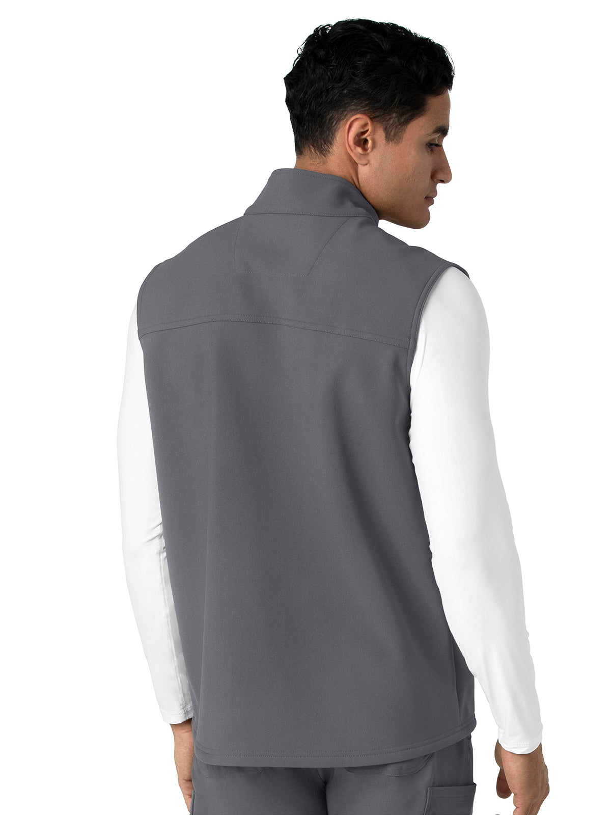 Men's Four-Pocket Bonded Fleece Vest - C82023 - Pewter