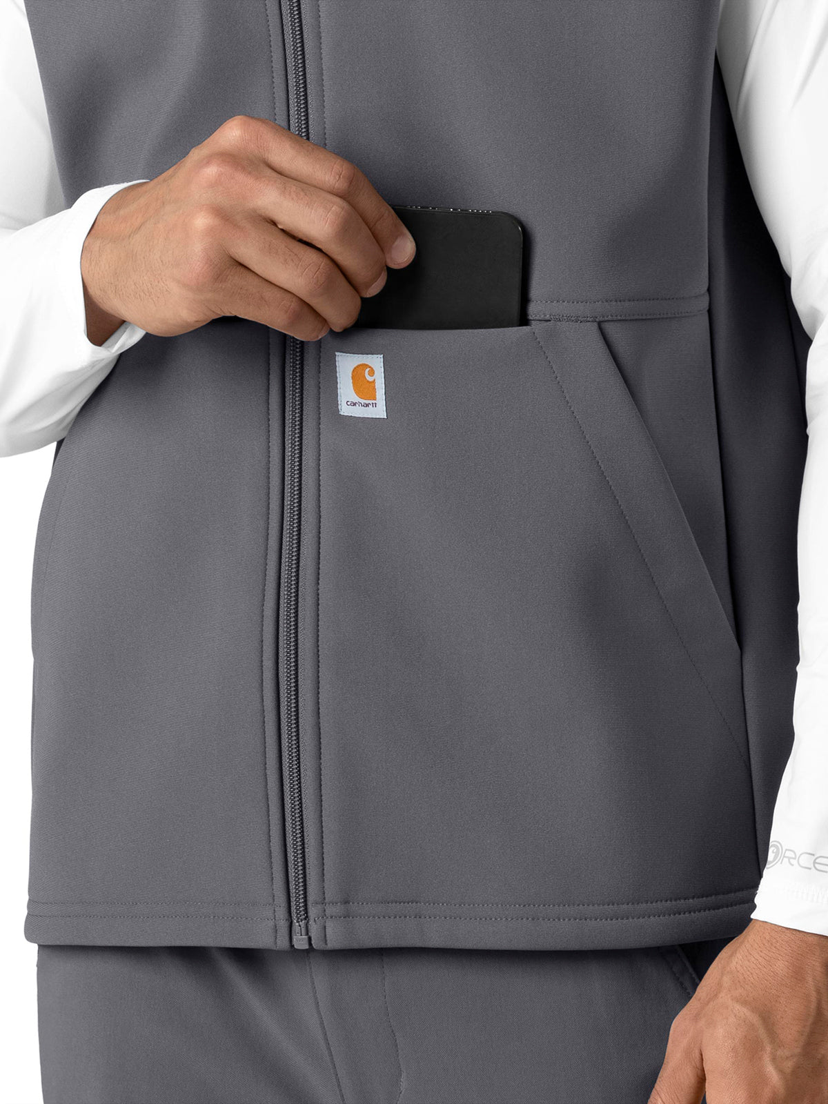 Men's Four-Pocket Bonded Fleece Vest - C82023 - Pewter
