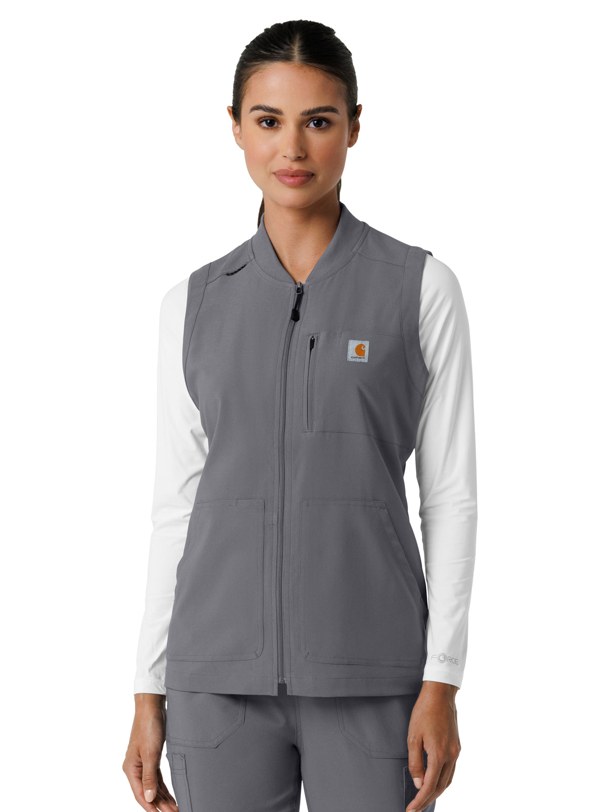 Women's Six-Pocket Lightweight Scrub Vest - C82510 - Pewter