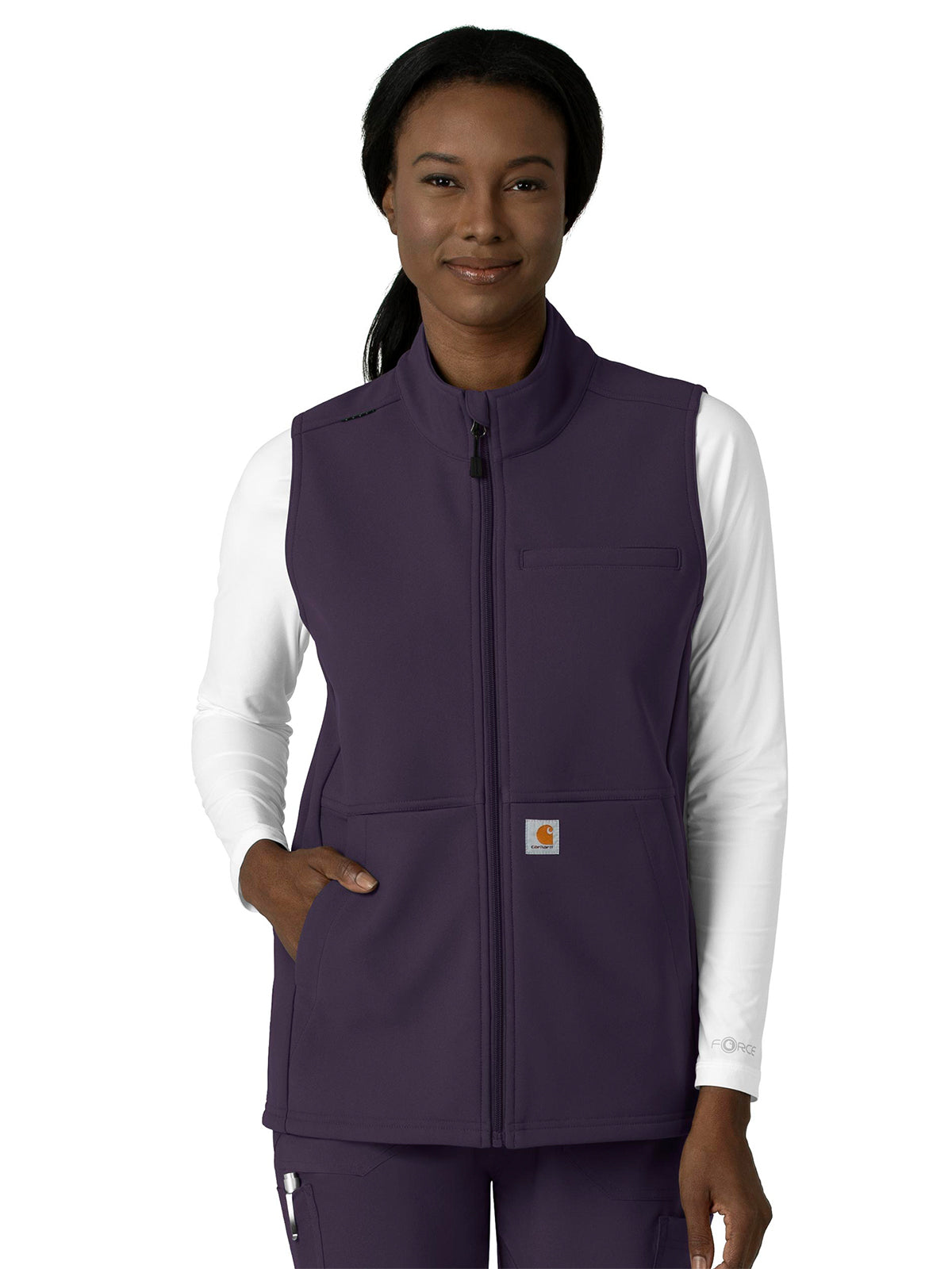 Women's Four-Pocket Bonded Fleece Vest - C83023 - Black Plum