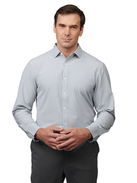 Men's Long Sleeve Shirt - 1972 - Navy Microcheck