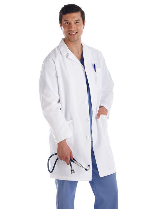 Men's Three-Pocket 38" Full-Length Lab Coat - 15112 - White