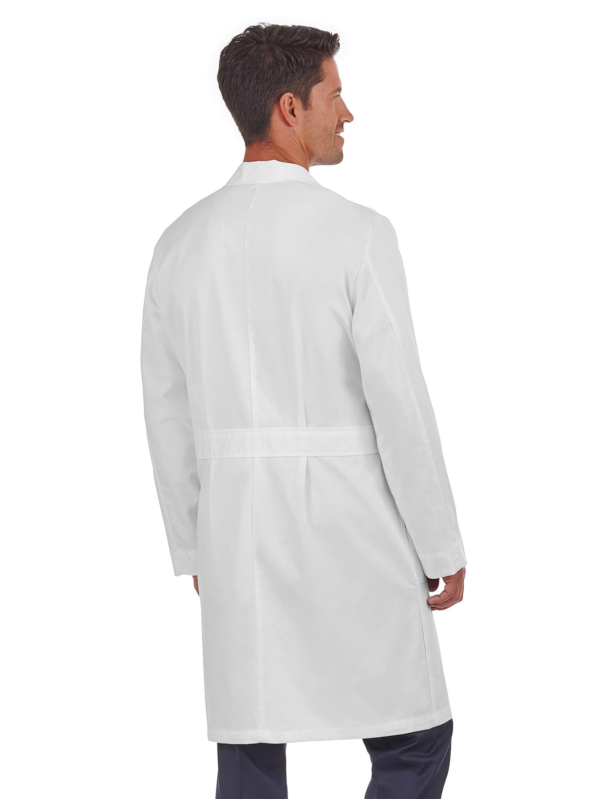 Men's Knot Button Five-Pocket 40" iPad® Lab Coat - 762 - White