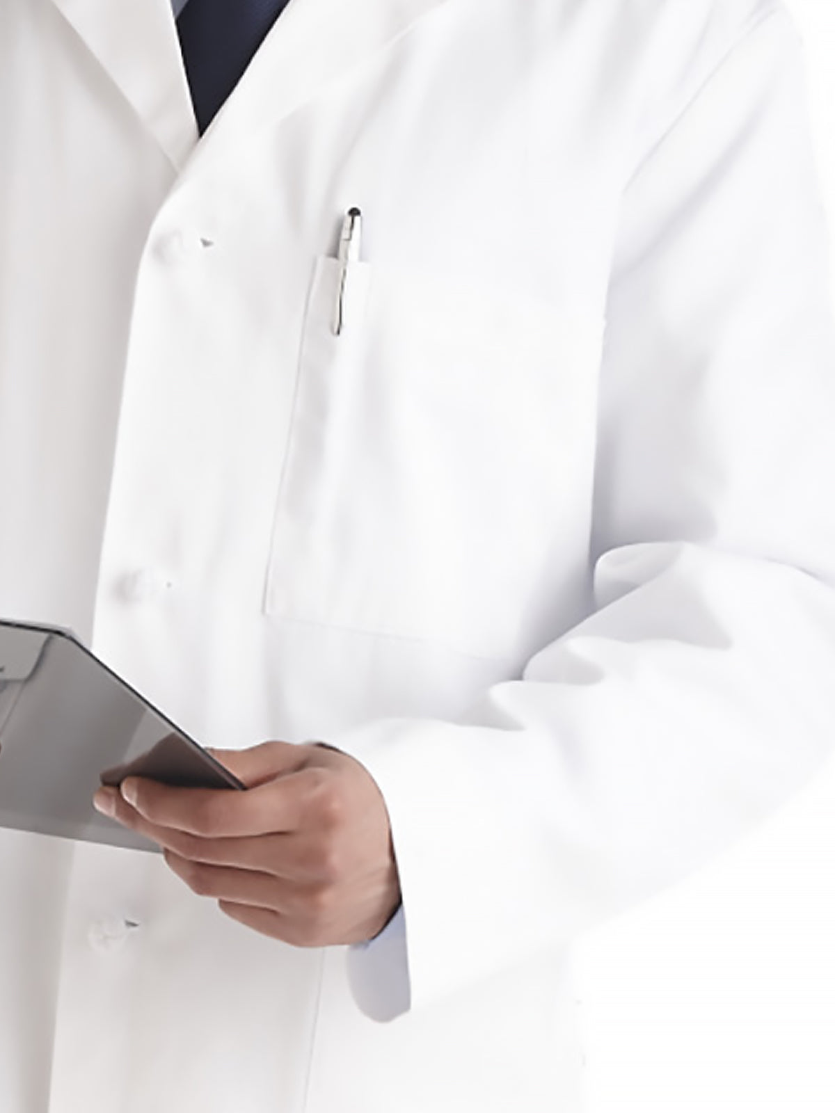 Men's Knot Button Five-Pocket 40" iPad® Lab Coat - 762 - White
