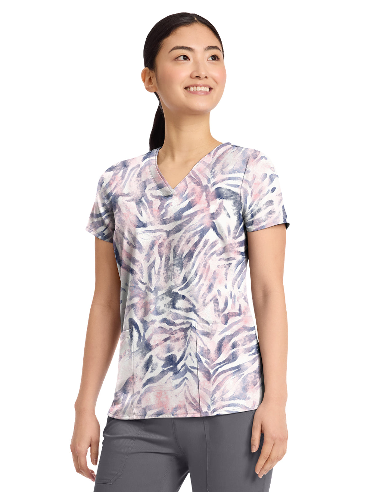 Women's V-Neck Print Top - 2266 - Serene Safari