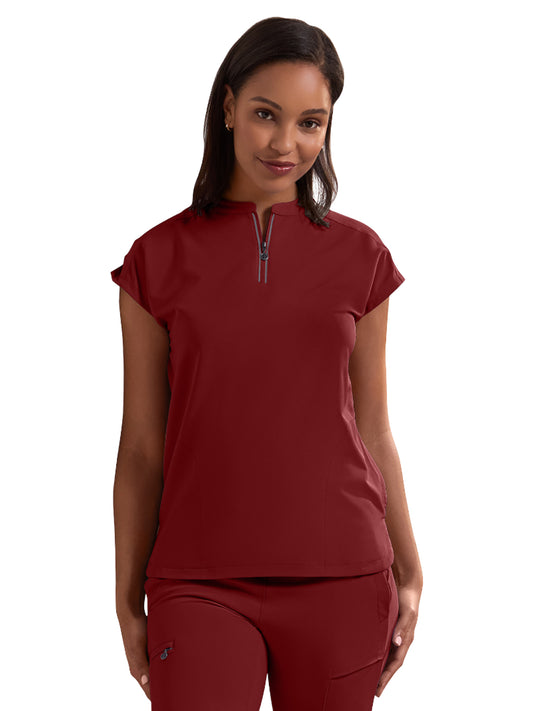 Women's 3-Pocket Sonia V-Neck Top - 2274 - Garnet Red