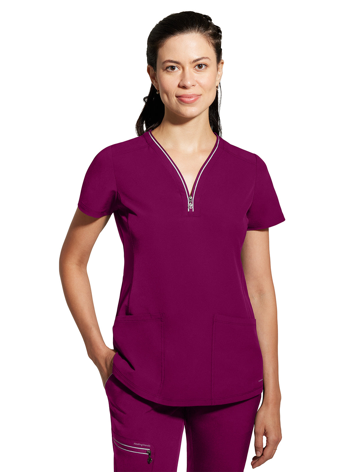 Women's 3-Pocket Sonia V-Neck Top - 2274 - Wine
