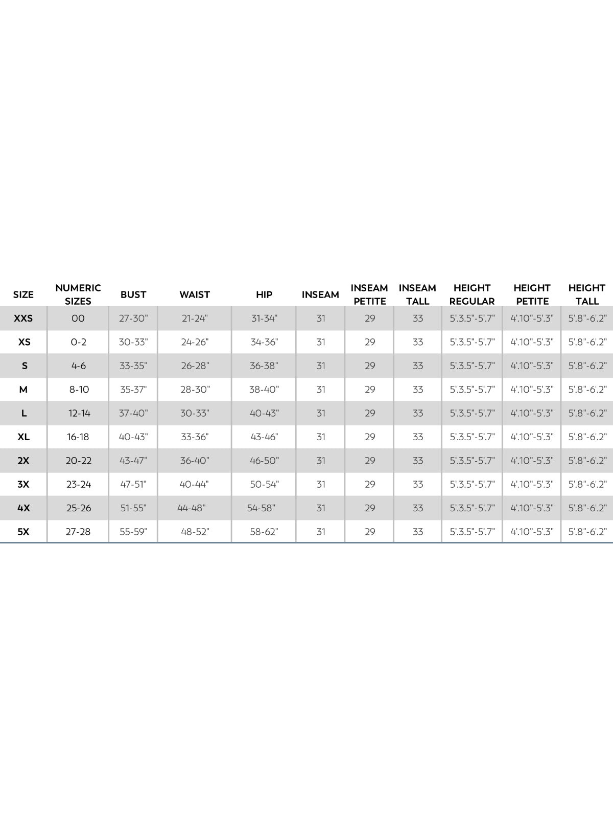 SIZECHART