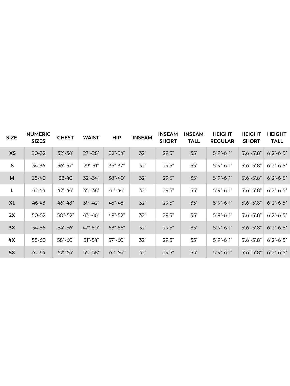 SIZECHART