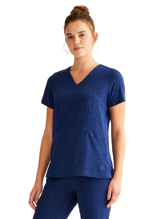 Women's 2-Pocket Jolie Camo Top - 601 - Navy