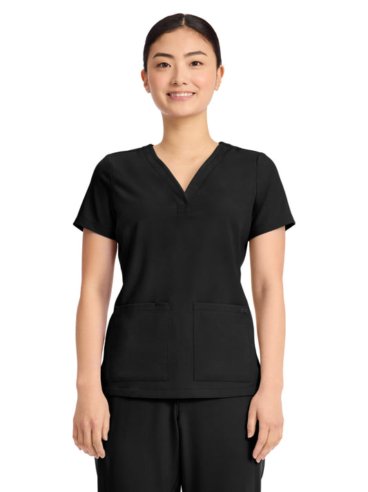 Women's 3-Pocket Y-Neck Top - 751 - Black