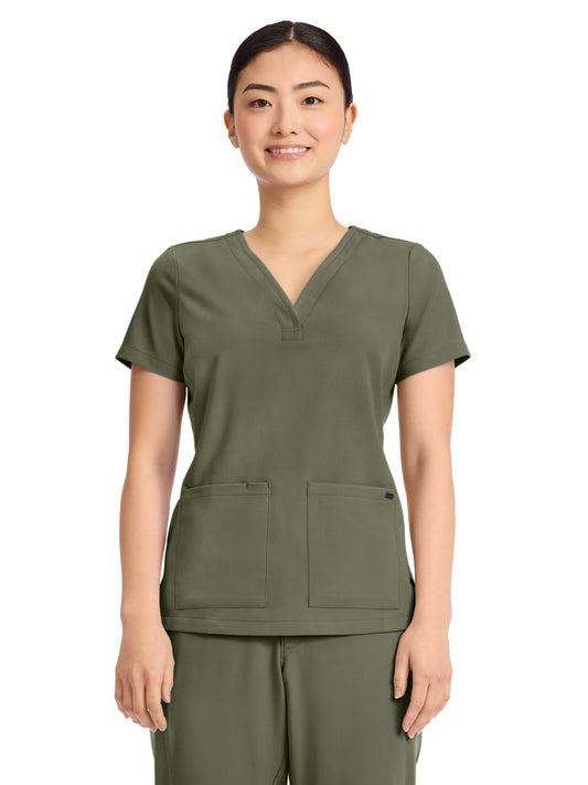 Women's 3-Pocket Y-Neck Top - 751 - Olive