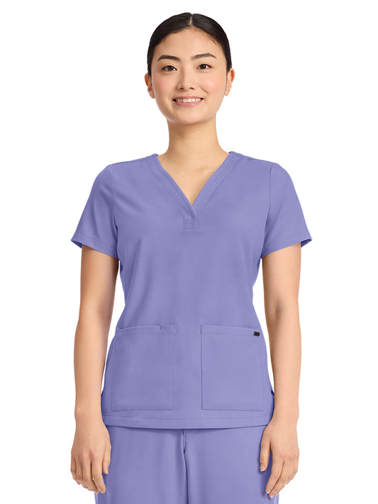 Women's 3-Pocket Y-Neck Top - 751 - Persian Violet