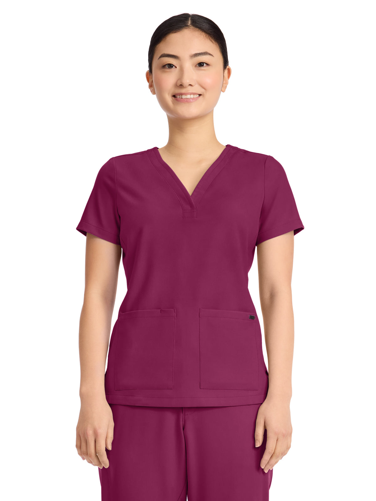 Women's 3-Pocket Y-Neck Top - 751 - Wine