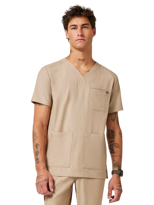 Men's 4-Pocket V-Neck Scrub Top - 753 - Desert Taupe
